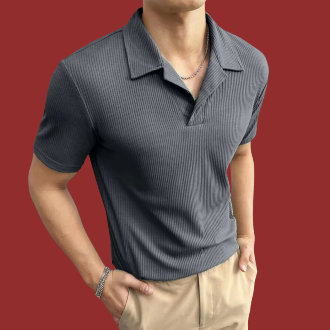 Ribbed Polo Shirt