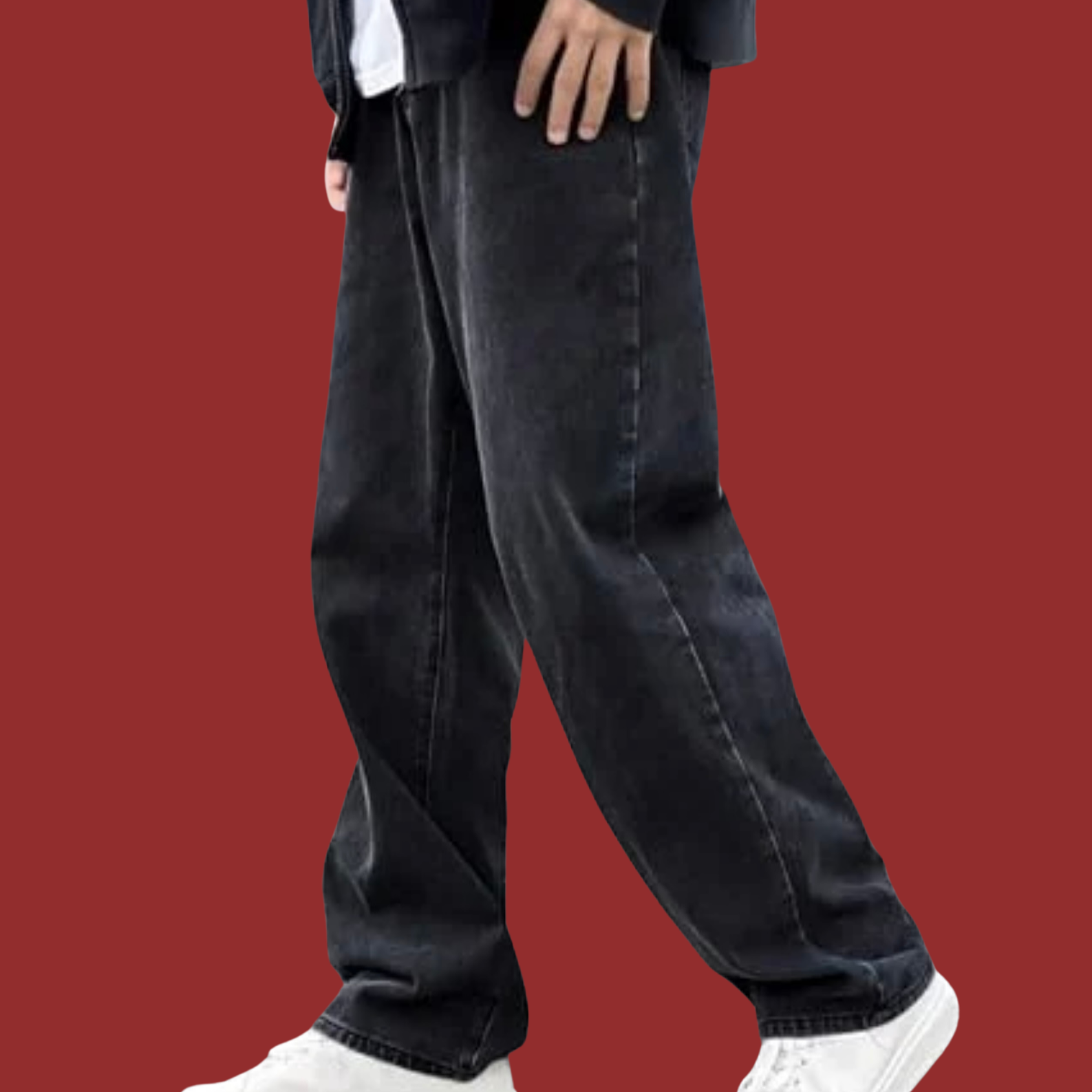 Baggy Fit Plain Denim Jeans